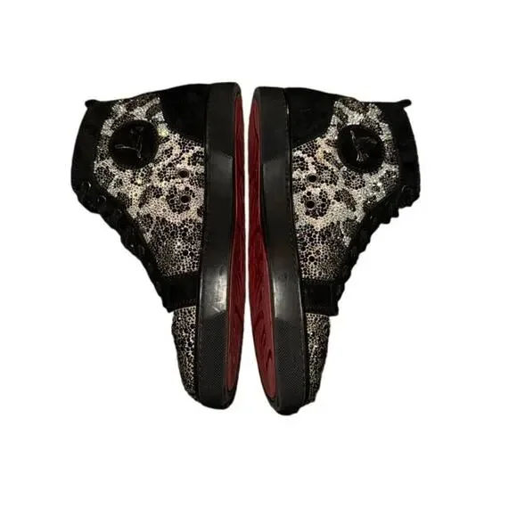 Christian Louboutin Louis Strass Crystal Leopard High Top Sneaker Womens size 39 - Picture 4 of 11